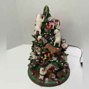 Danbury Mint English Bulldog Electric Lighted Christmas Tree Rare & Retired READ